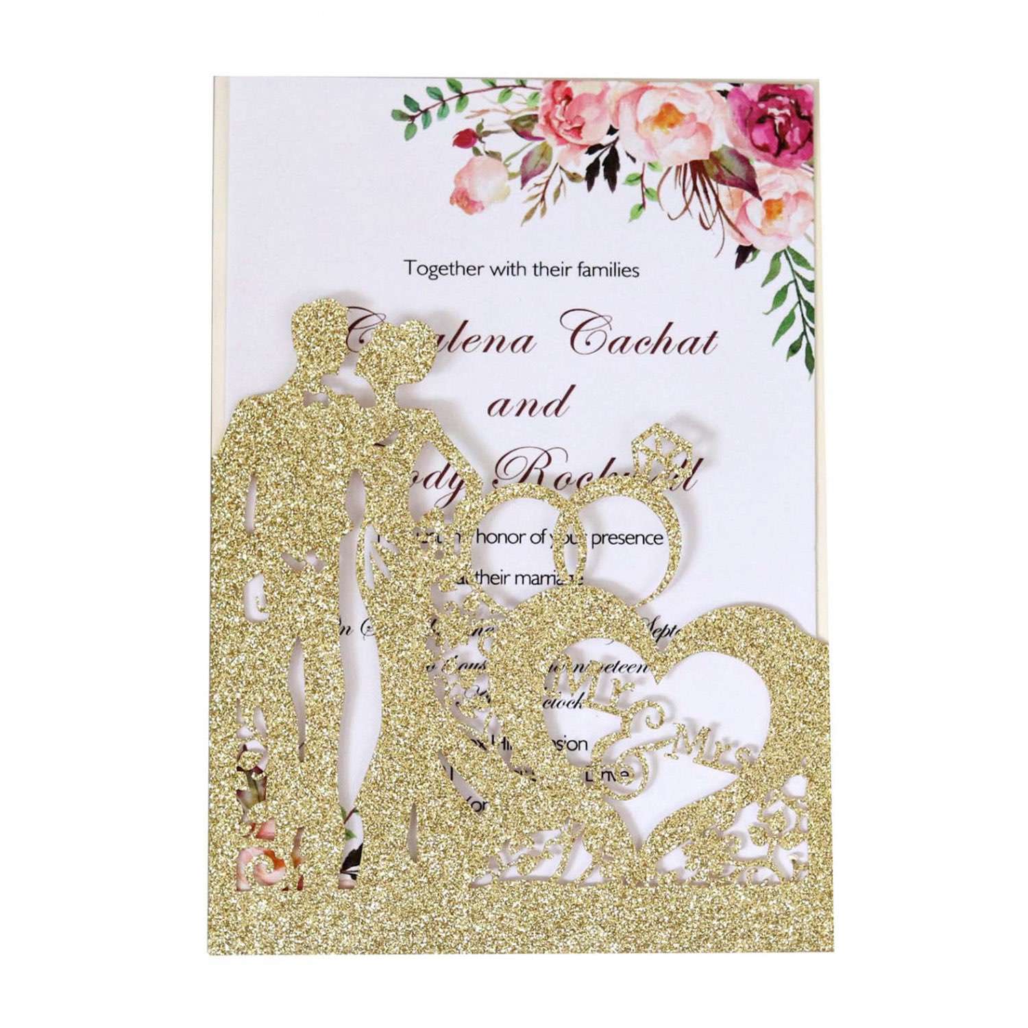 Wholesale Glitter Paper Invitation Card Heart-shaped Card